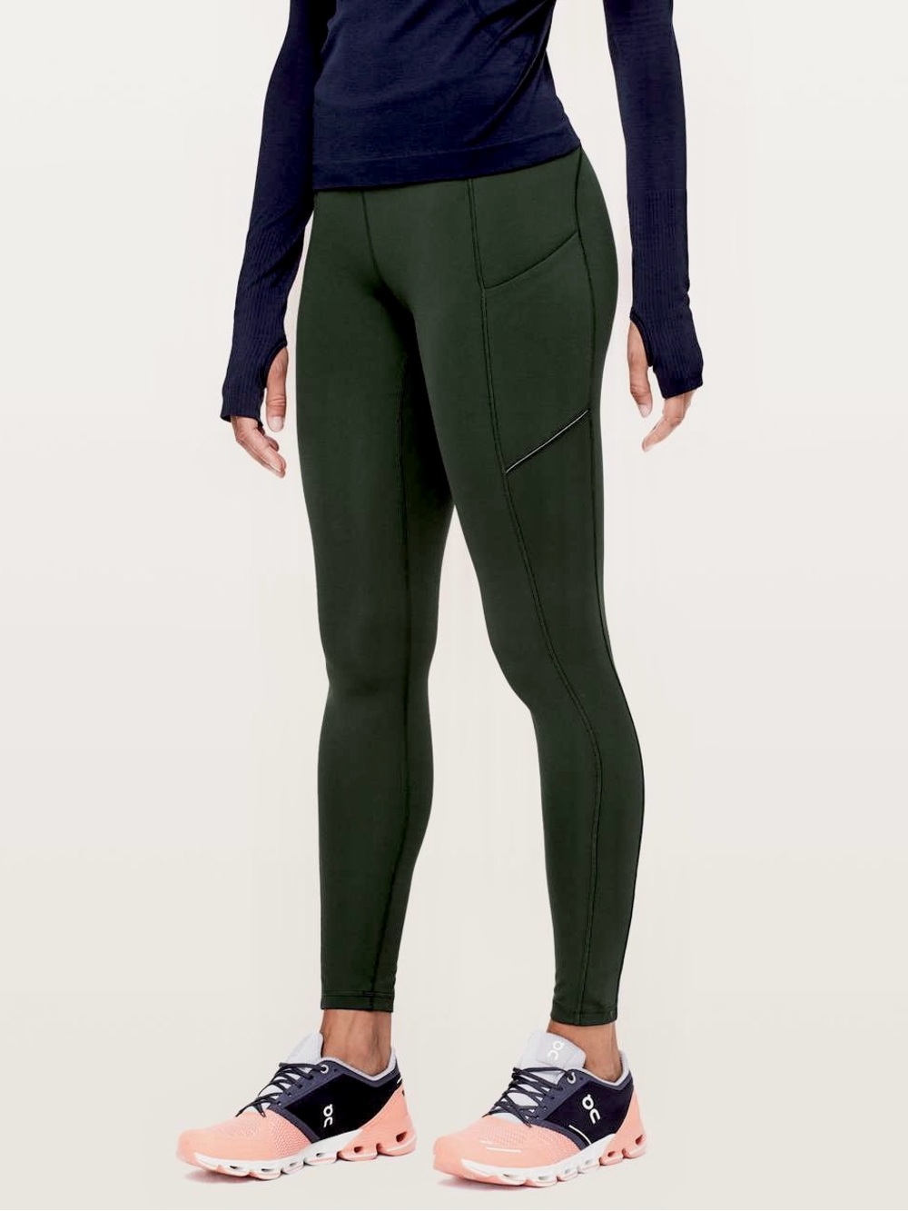 Lululemon Speed High-Rise Forest Green Leggings with Side Pockets